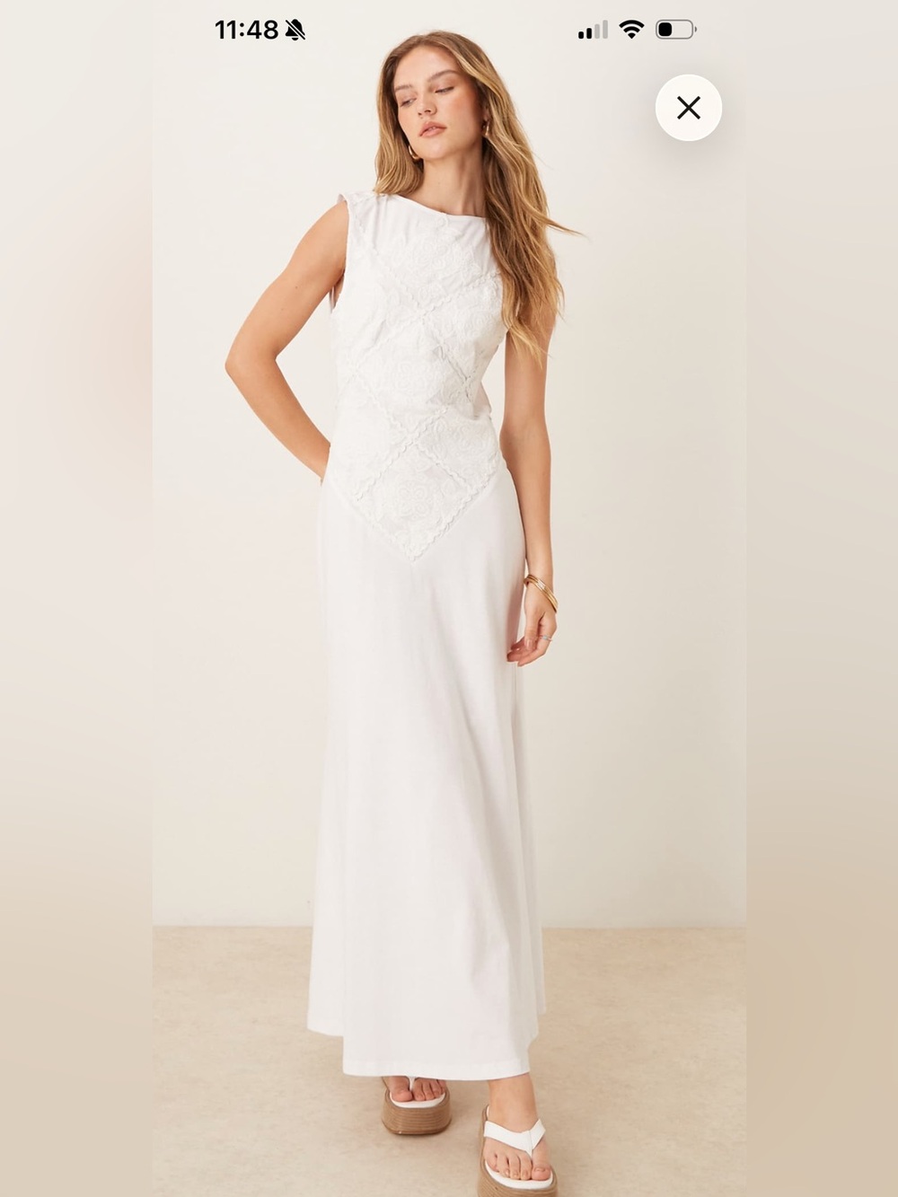 ASOS White Lace-Detail Maxi Dress